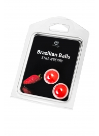 Набор из 2 шариков с массажным маслом Brazilian Balls с ароматом клубники - Secret Play - купить с доставкой во Владивостоке