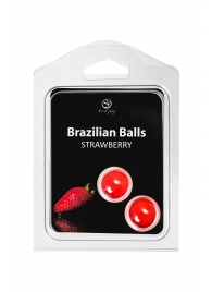 Набор из 2 шариков с массажным маслом Brazilian Balls с ароматом клубники - Secret Play - купить с доставкой во Владивостоке