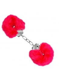 Красные меховые наручники Love с ключиками - Baile - купить с доставкой во Владивостоке