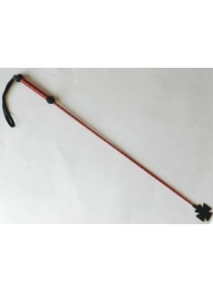 Плетеный длинный красный лаковый стек с наконечником-крестом - 85 см. - Подиум - купить с доставкой во Владивостоке