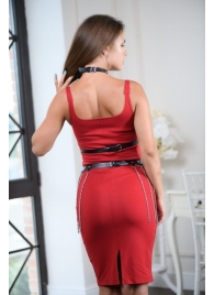 Черно-серебристая портупея-юбка plus size с цепочками - БДСМ Арсенал - купить с доставкой во Владивостоке