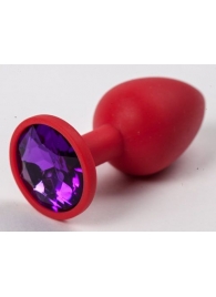 Красная силиконовая пробка с фиолетовым кристаллом - 7,1 см. - 4sexdreaM - купить с доставкой во Владивостоке