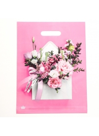 Розовый пакет с цветочным принтом и вырубной ручкой (40х31 см) - Сима-Ленд - купить с доставкой во Владивостоке