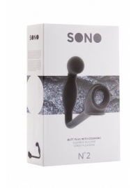 Чёрная анальная пробка с эрекционным кольцом SONO №2 - 11,4 см. - Shots Media BV - во Владивостоке купить с доставкой