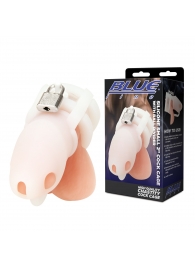 Белая клетка для пениса Silicone Small 2 in Cock Cage With Ball Divider - BlueLine - купить с доставкой во Владивостоке