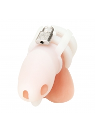 Белая клетка для пениса Silicone Small 2 in Cock Cage With Ball Divider - BlueLine - купить с доставкой во Владивостоке