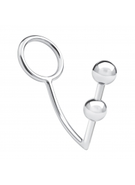 Кольцо на пенис с анальным стимулятором Two Bead Stainless Steel Anal Hook   Cock Ring - BlueLine - во Владивостоке купить с доставкой