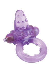 Фиолетовое эрекционное кольцо с вибрацией и рельефным язычком NUBBY CLITORAL PROBE COCKRING - Seven Creations - во Владивостоке купить с доставкой