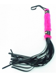 Плеть из лака с розовым мехом BDSM Light - 43 см. - БДСМ Арсенал - купить с доставкой во Владивостоке