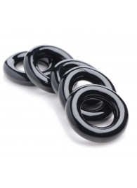 Комплект из 5 черных эрекционных колец для мошонки Ring Master Custom Ball Stretcher Kit - XR Brands - во Владивостоке купить с доставкой