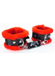 Красные наручники с мехом BDSM Light - БДСМ Арсенал - купить с доставкой во Владивостоке