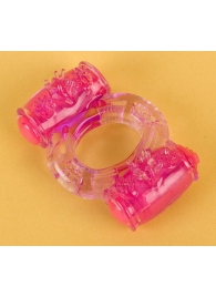 Фиолетовое виброкольцо с двумя вибропульками - Toyfa Basic - во Владивостоке купить с доставкой