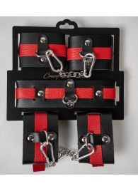 Черно-красный набор фиксаций: наручники, оковы и ошейник - Crazy Handmade - купить с доставкой во Владивостоке