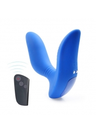 Синий вибромассажер простаты 3,5’’ Remote Control Curve P-spot Massager - 12 см. - Erokay - во Владивостоке купить с доставкой