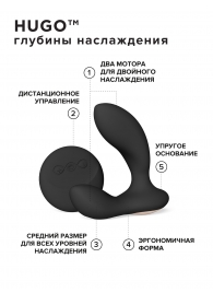 Черный вибромассажер простаты с пультом ДУ Hugo 2 Remote - Lelo - во Владивостоке купить с доставкой