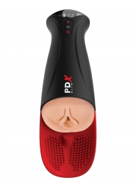 Телесный мастурбатор-вагина в черной колбе с вибрацией Fuck-O-Matic Pro XL - Pipedream - во Владивостоке купить с доставкой