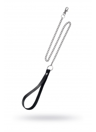 Поводок с ручкой из черной натуральной кожи и карабином для ошейника - Pecado - купить с доставкой во Владивостоке