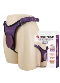 Фиолетовые трусики харнесс с платформой Caludio III - Baile - купить с доставкой во Владивостоке