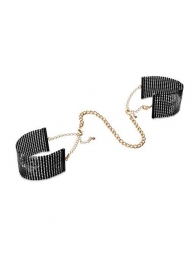 Чёрные дизайнерские наручники Desir Metallique Handcuffs Bijoux - Bijoux Indiscrets - купить с доставкой во Владивостоке