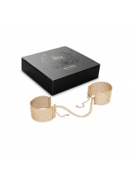 Дизайнерские золотистые наручники Desir Metallique Handcuffs Bijoux - Bijoux Indiscrets - купить с доставкой во Владивостоке