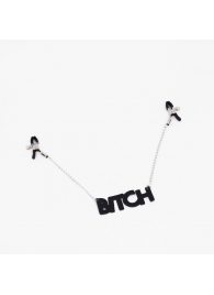 Зажимы на соски с кожаной подвеской Bitch - Crazy Handmade - купить с доставкой во Владивостоке