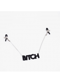 Зажимы на соски с кожаной подвеской Bitch - Crazy Handmade - купить с доставкой во Владивостоке