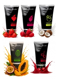 Набор из 5 съедобных лубрикантов JUJU (клубника, малина, тропические фрукты, вишня, кокос) - JuJu - купить с доставкой во Владивостоке