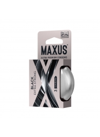 Черные утолщенные презервативы MAXUS Extra Strong с железным кейсом - 3 шт. - Maxus - купить с доставкой во Владивостоке