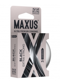 Черные утолщенные презервативы MAXUS Extra Strong с железным кейсом - 3 шт. - Maxus - купить с доставкой во Владивостоке