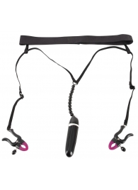 Женские вибростринги с зажимами для половых губ Spreader String with Vibrator - Orion - купить с доставкой во Владивостоке
