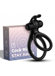 Черное эрекционное виброкольцо с подхватом мошонки Stay Hard - Boys of Toys - во Владивостоке купить с доставкой