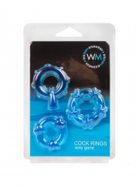 Набор из 3 синих эрекционных колец с различным рельефом - Erowoman-Eroman - во Владивостоке купить с доставкой