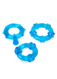 Набор из 3 синих эрекционных колец с различным рельефом - Erowoman-Eroman - во Владивостоке купить с доставкой