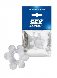 Прозрачное эрекционное кольцо с 6 стимулирующими шариками - Sex Expert - во Владивостоке купить с доставкой