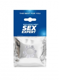 Прозрачное эрекционное кольцо с шариками и шипами - Sex Expert - во Владивостоке купить с доставкой