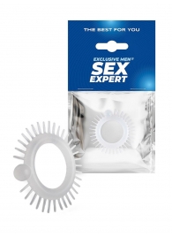 Эластичное эрекционное кольцо с шипиками и шариком - Sex Expert - во Владивостоке купить с доставкой