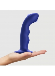 Синяя насадка-стимулятор Strap-On-Me Tapping Dildo Wave - Strap-on-me - купить с доставкой во Владивостоке