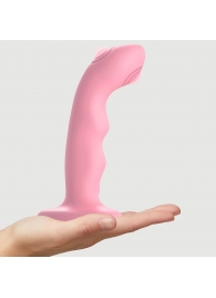 Розовая насадка-стимулятор Strap-On-Me Tapping Dildo Wave - Strap-on-me - купить с доставкой во Владивостоке