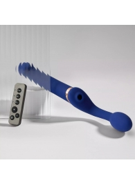 Синий безремневой страпон Multi Orgasm Bendable Strap-On size L с клиторальной стимуляцией - Strap-on-me - купить с доставкой во Владивостоке