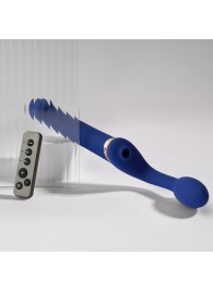 Синий безремневой страпон Multi Orgasm Bendable Strap-On size XL с клиторальной стимуляцией - Strap-on-me - купить с доставкой во Владивостоке