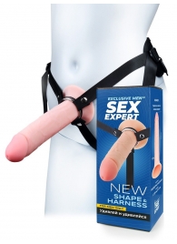 Мужской полый страпон на регулируемых ремешках - 22 см. - Sex Expert - купить с доставкой во Владивостоке