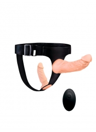 Женский страпон с 2 насадками, вибрацией и пультом ДУ - Erowoman-Eroman - купить с доставкой во Владивостоке