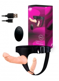Женский страпон с 2 насадками, вибрацией и пультом ДУ - Erowoman-Eroman - купить с доставкой во Владивостоке