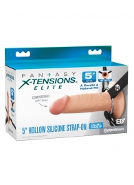Телесный пустотелый фаллопротез 5’’ Hollow Silicone Strap-On - 14 см. - Pipedream - купить с доставкой во Владивостоке