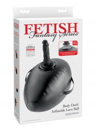 Черный надувной мяч с платформой для фиксации дилдо Body Dock Inflatable Love Ball - Pipedream - купить с доставкой во Владивостоке