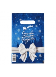Сине-белый подарочный новогодний пакет с вырубной ручкой (20х30 см) - Сима-Ленд - купить с доставкой во Владивостоке