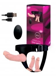 Женский страпон с 3 насадками и вибрацией - Erowoman-Eroman - купить с доставкой во Владивостоке