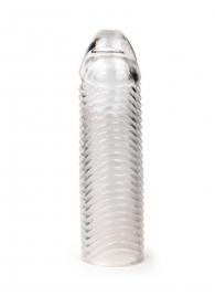 Прозрачная закрытая насадка на пенис с ребрышками - 16 см. - Sex Expert - во Владивостоке купить с доставкой