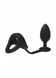 Черное эрекционное кольцо с анальной пробкой Cockstrap With Anal Plug - Dream Toys - во Владивостоке купить с доставкой