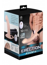 Телесный полый страпон с вибрацией Erection Agents - 24,1 см. - NMC - купить с доставкой во Владивостоке